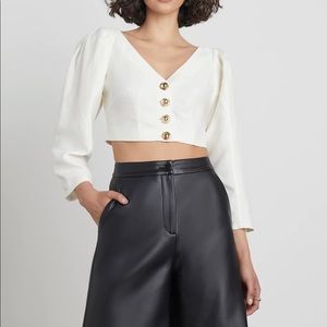 NWT Brynn Washed Canvas Top with statement buttons